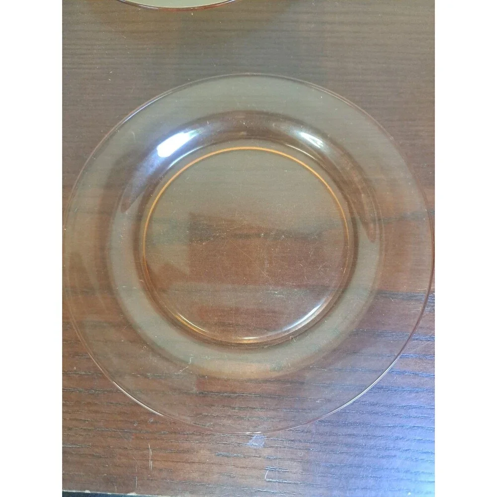 Vintage Amber Glass Plate 8.5in